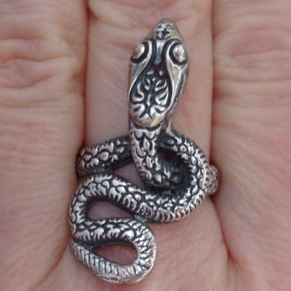 New Peruvian Connection Sterling Silver Etched Snake Serpent Ring Size 8